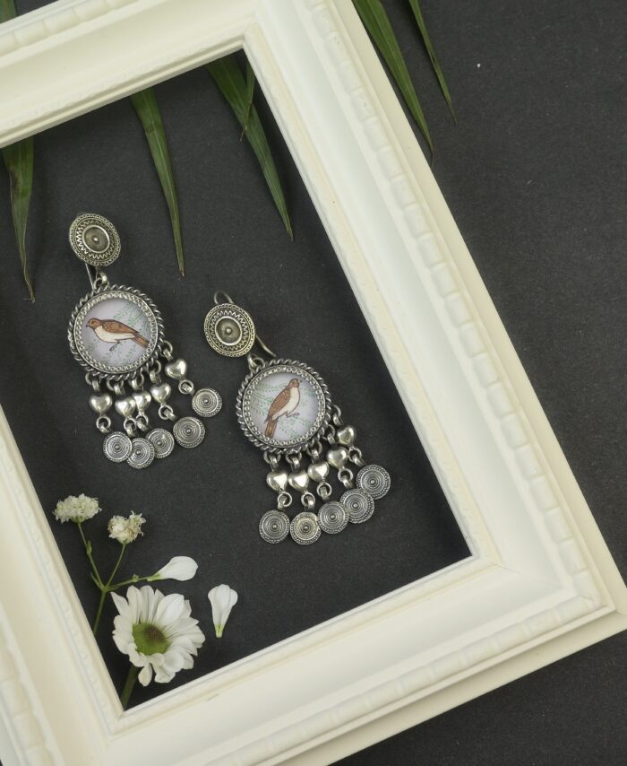 HandPainted Sparrow Earrings