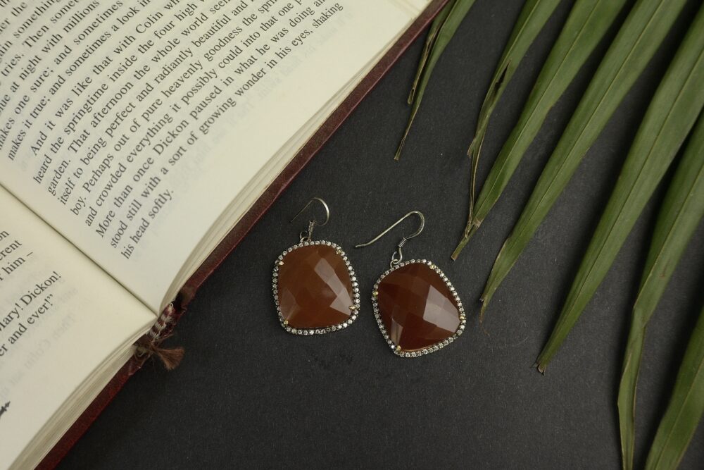 Rust Orange Stone Earrings