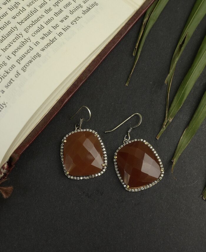 Rust Orange Stone Earrings